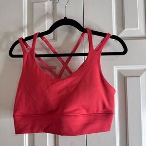 Freely Women's Cross-Back Sports Bra Coral Pink Size XL